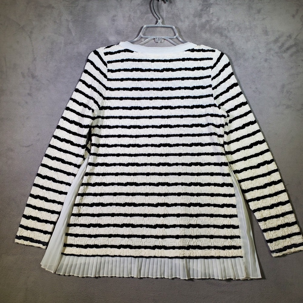 Anthropologie Postmark Top Womens M Blue White Stripe Walkwrite Nautical Coastal - Picture 3 of 8